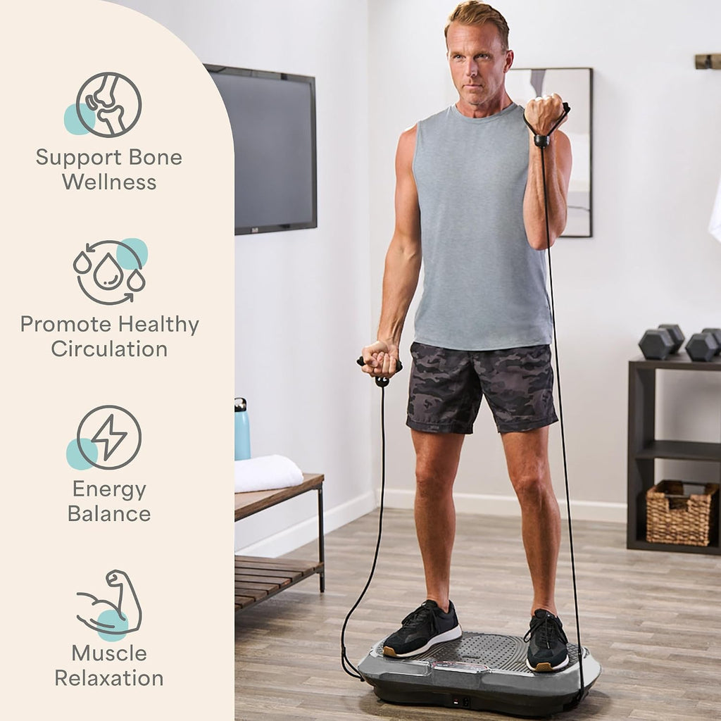 Lifepro Waver Vibration Plate Exercise Machine – High-Intensity Vibration Plate for Lymphatic Drainage – Full-Body Workout Vibrating Platform with Loop Bands – Fitness Equipment for Strength & Toning