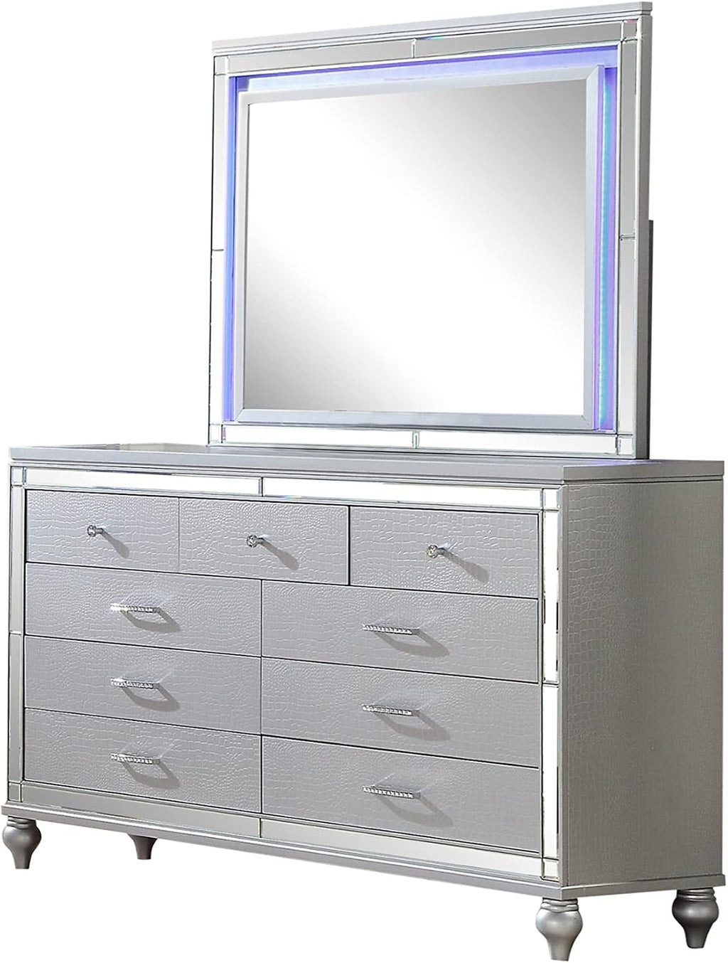 Lavish Modern Style 5 Pc King Bedroom Set Made with Fireplace in Headboard TV Stand in Footboard with Wood in Grey