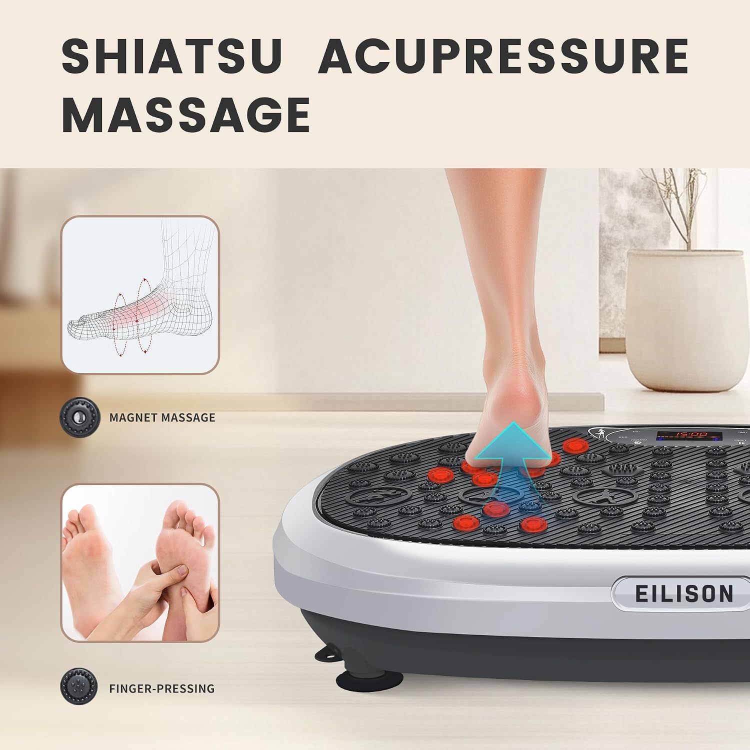 EILISON FitMaxx 3D XL Vibration Plate Exercise Machine - Whole Body Workout Vibration Platform w/Loop Bands - Lymphatic Drainage Machine for Weight Loss, Shaping, Recovery
