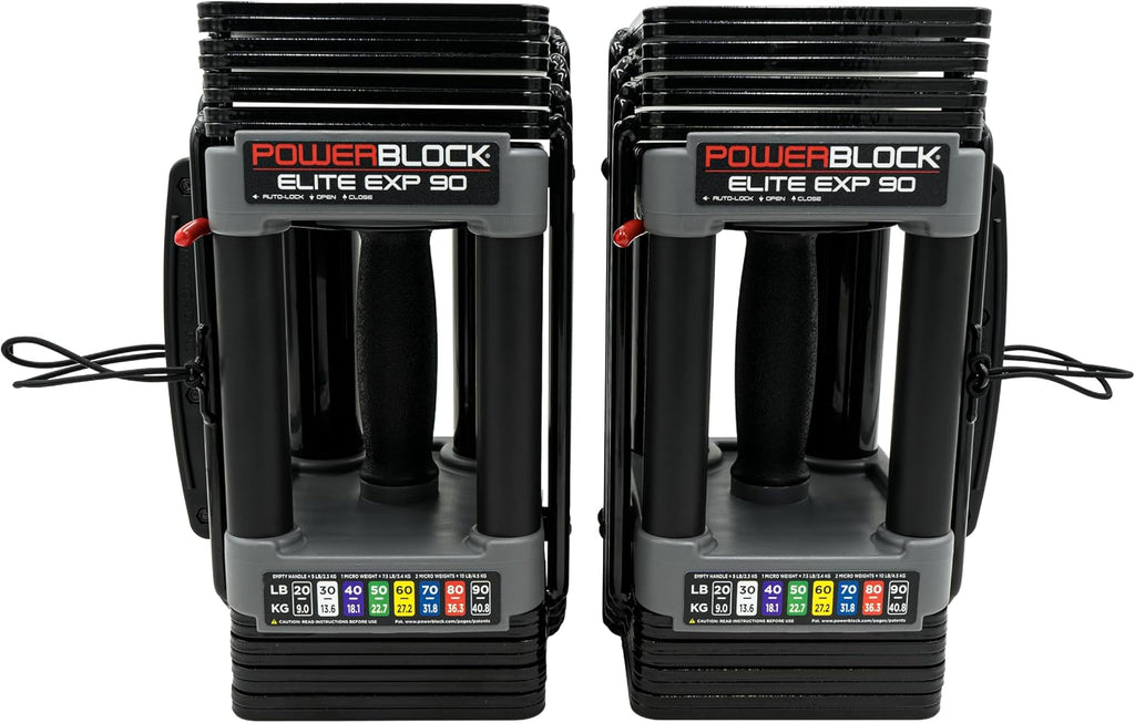 PowerBlock Elite EXP Adjustable Dumbbells, Sold in Pairs, Stage 1, 5-50 lb. Dumbbells, Durable Steel Build, Innovative Workout Equipment, All-in-One Dumbbells, Expandable with Expansion Kits