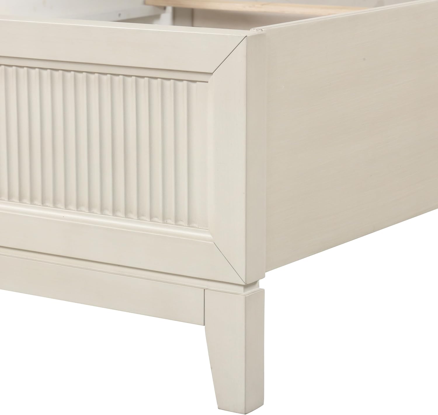 Furniture of America Oberlin Modern Wood 3-Piece Bedroom Collection with Bed Frame and 2-Drawer Nightstands Set of 2, Box Spring Required, Antique White, Queen