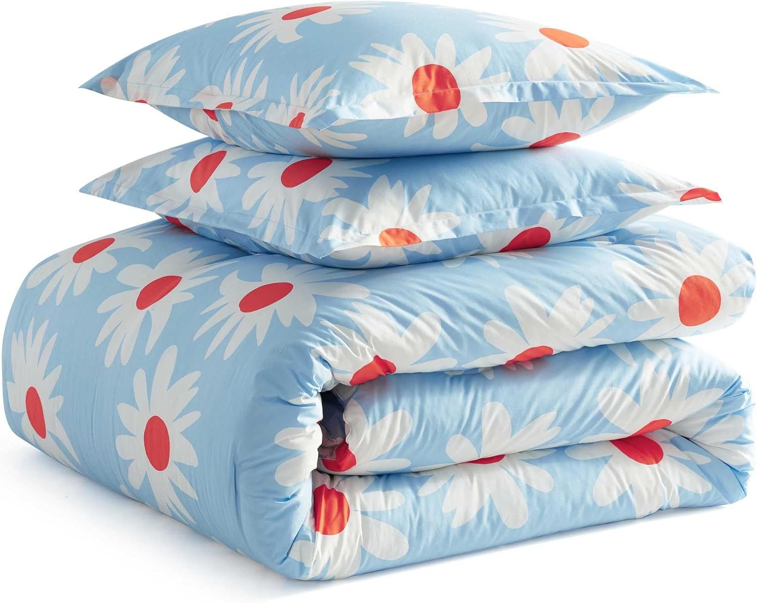 Marimekko - King Comforter Set, 100% Cotton Bedding with a Naturally Soft Feel, Lightweight for Year Round Comfort, 3 Piece Bed Set with Matching Pillowcases (Rakastaa El Rakasta Blue)