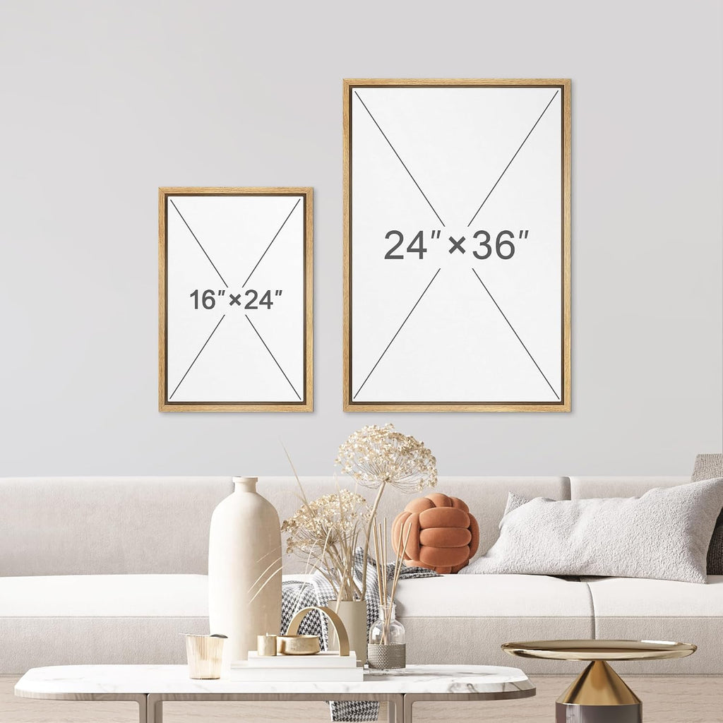 wall26 Framed Canvas Print Wall Art Set Vibrant Red & Orange Paint Stroke Landscape Abstract Shapes Illustrations Modern Art Geometric Mid-Century Modern Cozy for Bedroom - 16'x24'x3 Natural
