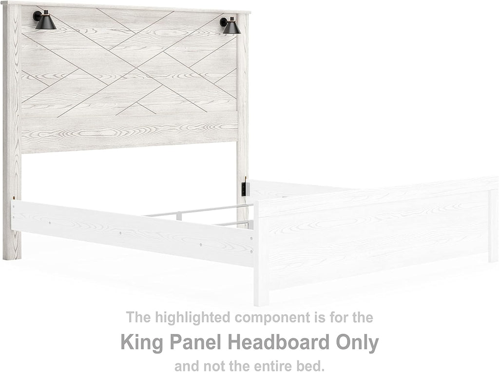 Signature Design by Ashley Gerridan Coastal Panel Headboard with Decorative Sconce Lights ONLY, King, White