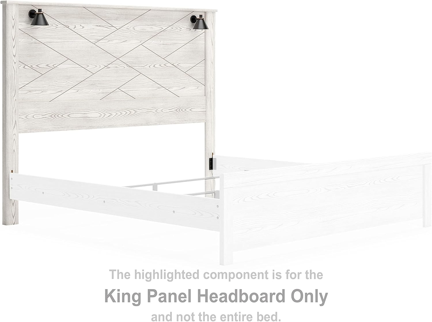 Signature Design by Ashley Gerridan Coastal Panel Headboard with Decorative Sconce Lights ONLY, King, White