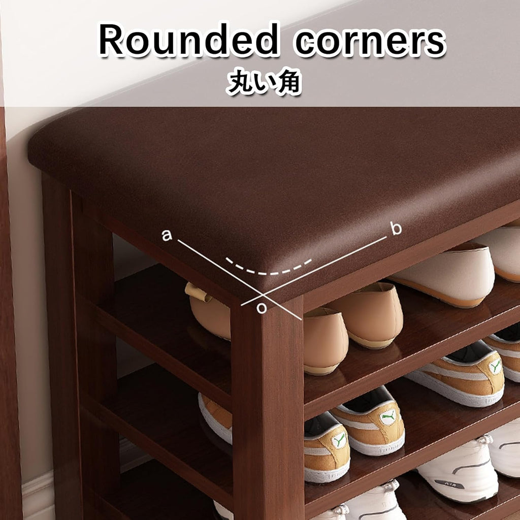 Entryway Shoe Storage Bench with Comfortable Seat and 2 Tier Shoe Rack Corner Shoe for Hallway and Bedroom White Shoe Rack (80x30x44cm)