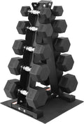 Fitvids Rubber Coated Hex Dumbbell Set with Storage Rack, 100/150/200/550 LB Hand Weight Set with Anti-Slip Grip for Home Gym