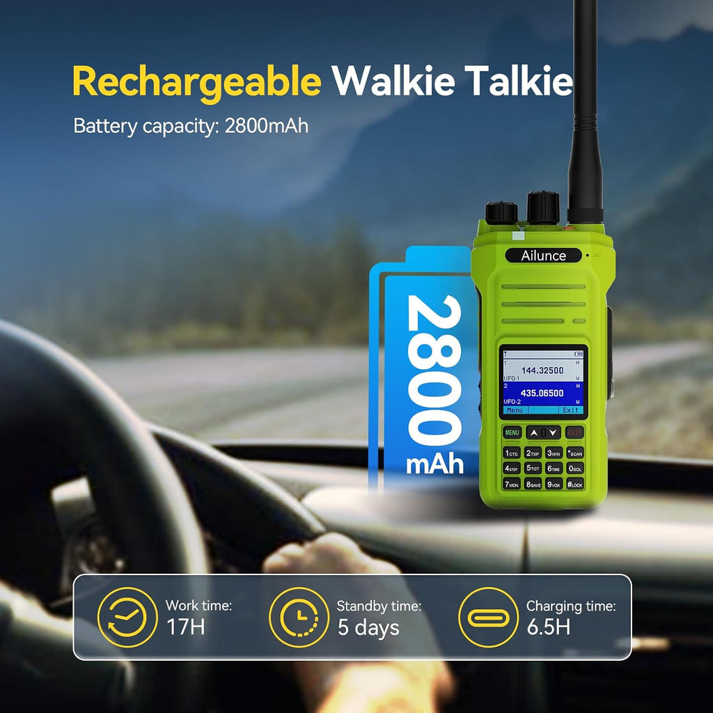 Retevis RA87 GMRS Mobile Radio, Base Station(1 Pack) with HA1G GMRS Radio Green(2 Pack), Speaker Microphone(2 Pack), 8 Repeater Channels, Dual Watch, Long Range Two Way Radio for Overlanding