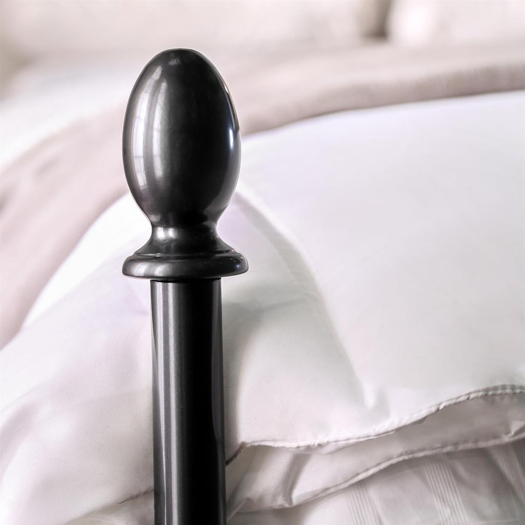 Furniture of America Freila Metal King Poster Panel Bed in Silver Gun Metal