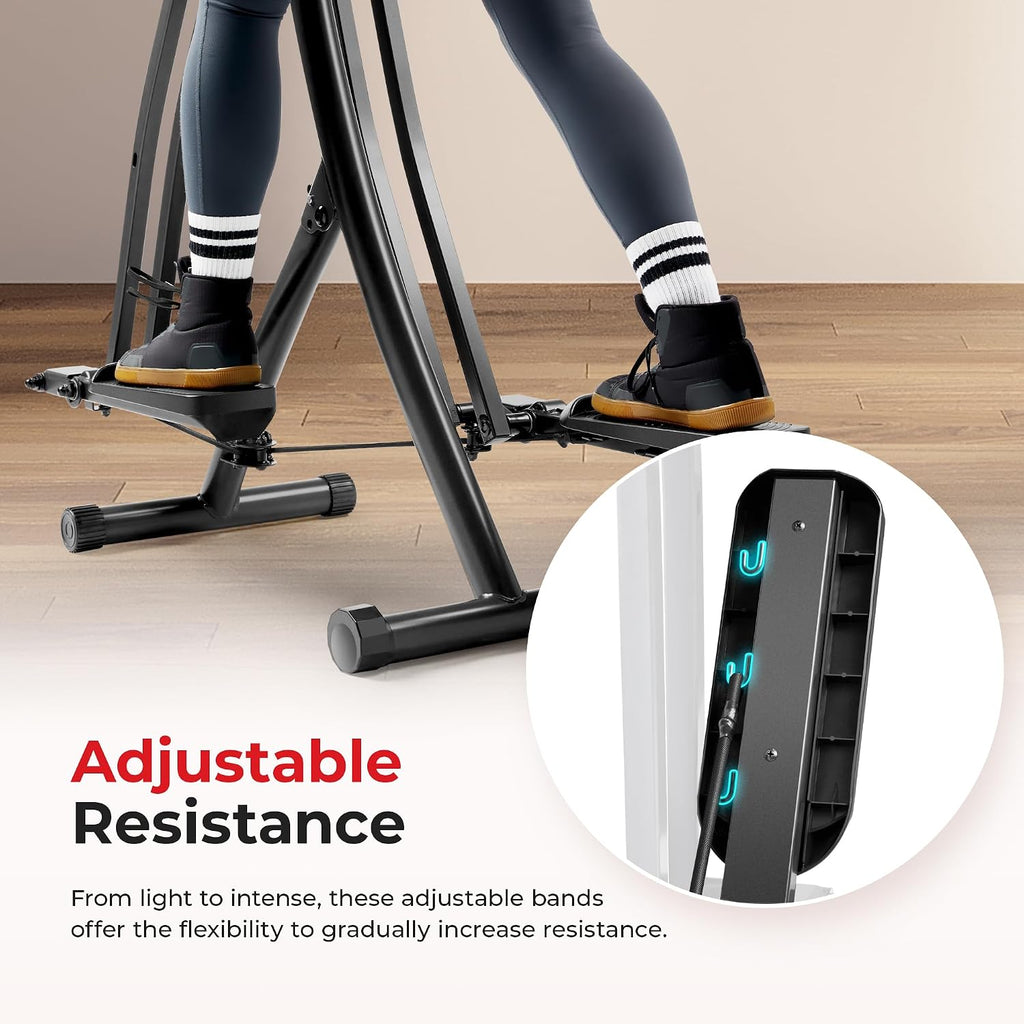 Sunny Health & Fitness Foldable Air Walk Elliptical, 30' inch Long Stride Glide Exercise Full-Body Cardio Cross Smart Trainer for Home Office, SunnyFit App via Bluetooth with Adjustable Resistance