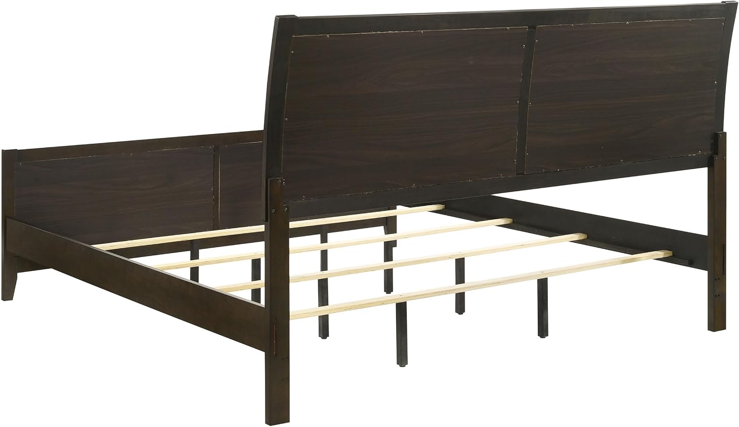 Coaster Home Furnishings - Wilkes - Wood - Upholstered Eastern King Panel Bed with Vertical Channel Tufting, Tapered Legs, and Padded Headboard and Footboard - Bedroom - Dark Cocoa - 224421KE
