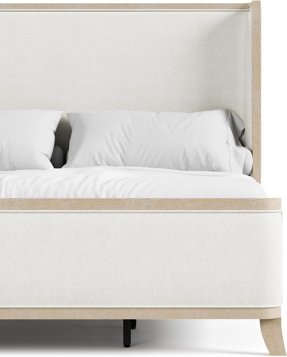 Furniture of America Saries Transitional Solid Wood 3-Piece King Panel Bedroom Set with USB Ports, Shelter Padded Headboard, Soft Curved Edges, Box Spring Needed, Natural Oak