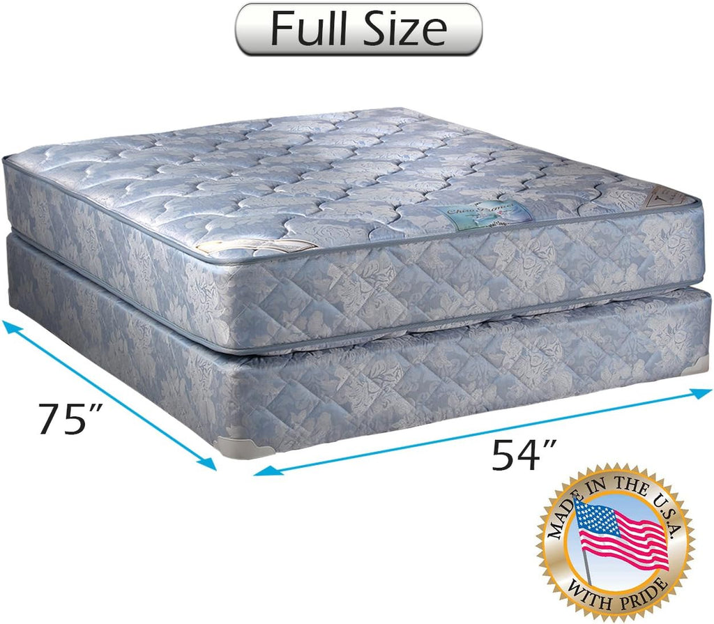 Dream Solutions USA DS USA Chiro Premier Two-Sided Medium Firm (Blue) Mattress Set with Metal Bed Frame - Spine Support, Orthopedic, Longlasting Comfort (Full 54'x75'x9')