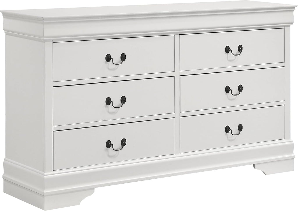 Coaster Home Furnishings Louis Philippe Traditional 4-Piece Bedroom Set Eastern King Size Sleigh Bed Frame 47-inch Headboard White 202441KE-S4