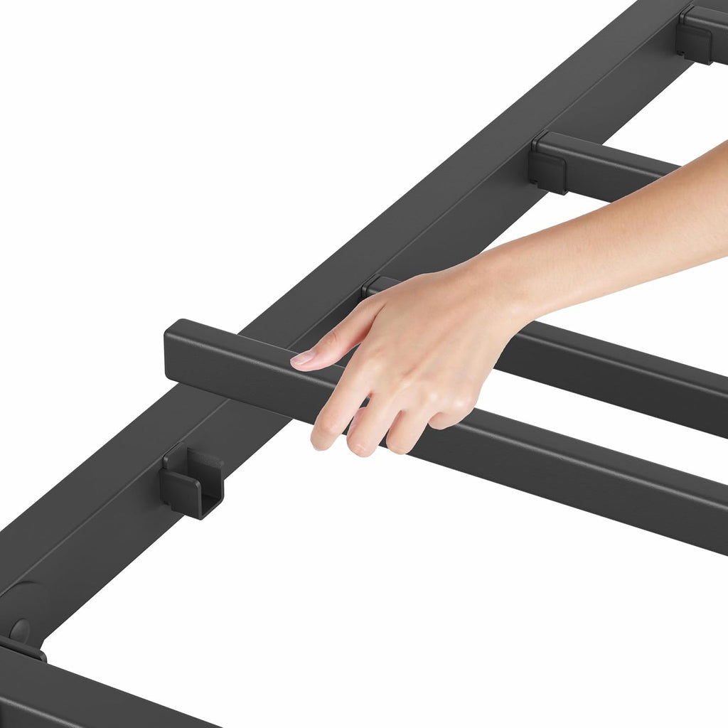 BOSRII 18 Inch Twin Size Metal Bed Frame with Headboard and Footboard Heavy Duty Platform Bed Vintage Iron Wrought Frames Steel Slats, Easy Assembly, No Box Spring Needed, Noise Free, Black