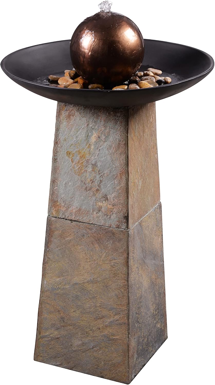 Kenroy Home 51037SL Orb Outdoor Floor Fountain with Copper Finish, Modern Style, 35.5' Height, 20' Width, 20' Depth