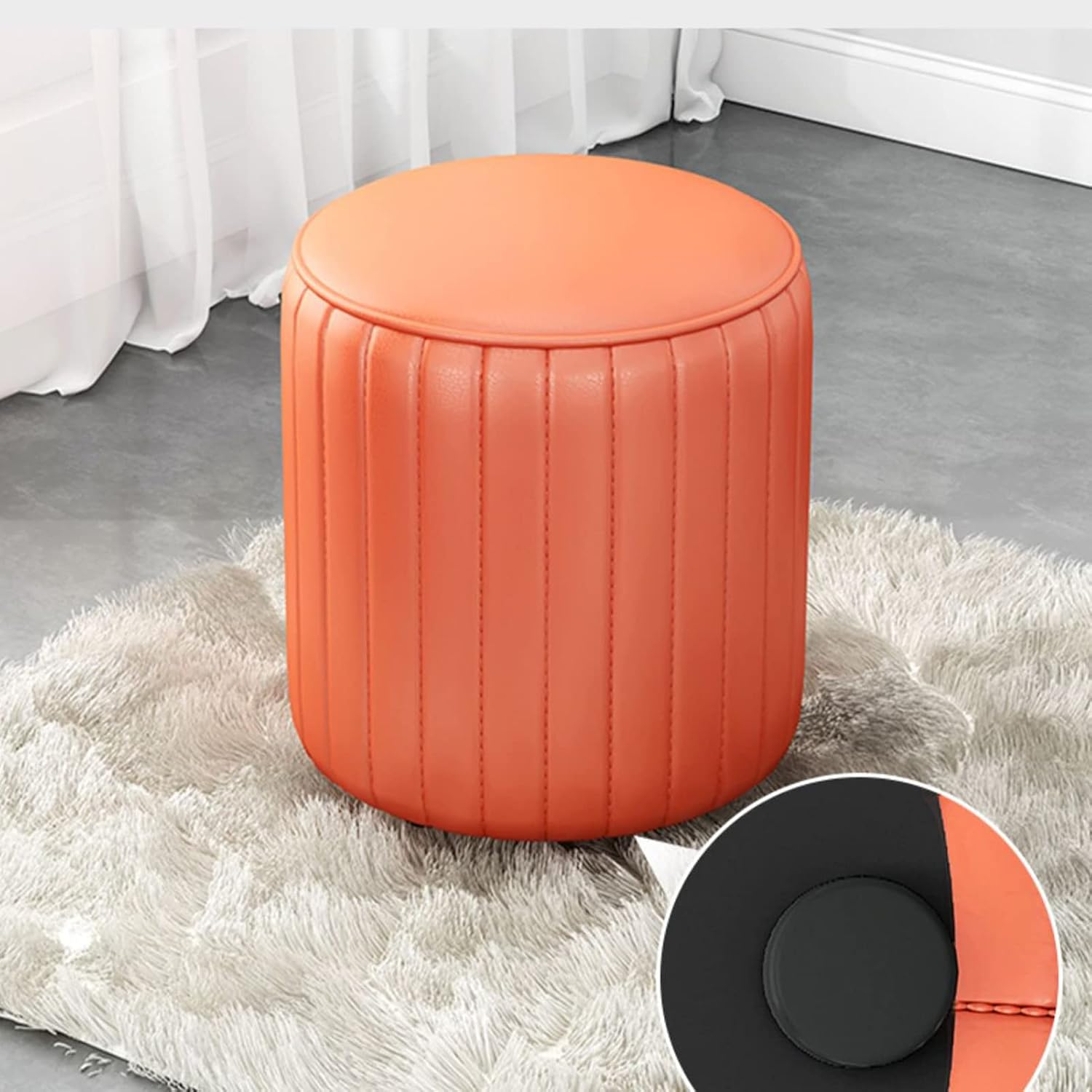 BTZHY Vanity Chair,Faux Leather Vanity Stool, Upholstered Make up Bench, Foot Stool, Vanity Chair Tufted Footrest Stool Makeup Stool for Living Room, Dressing Room,E,30cm