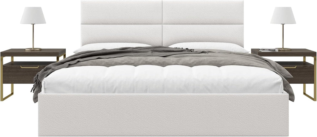 Vänt Upholstered Wall Panels - King/Cal King Size Wall Mounted Headboards - Boucle Ivory - Twin/King - Set of 4 Panels (Each Individual Panel 39'x11.5')