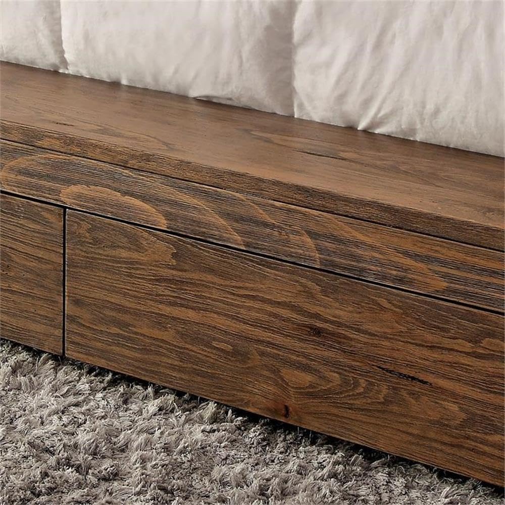 Furniture of America FOA Elbert I 3pc Natural Tone Solid Wood Bedroom Set - King + 2 Nightstands