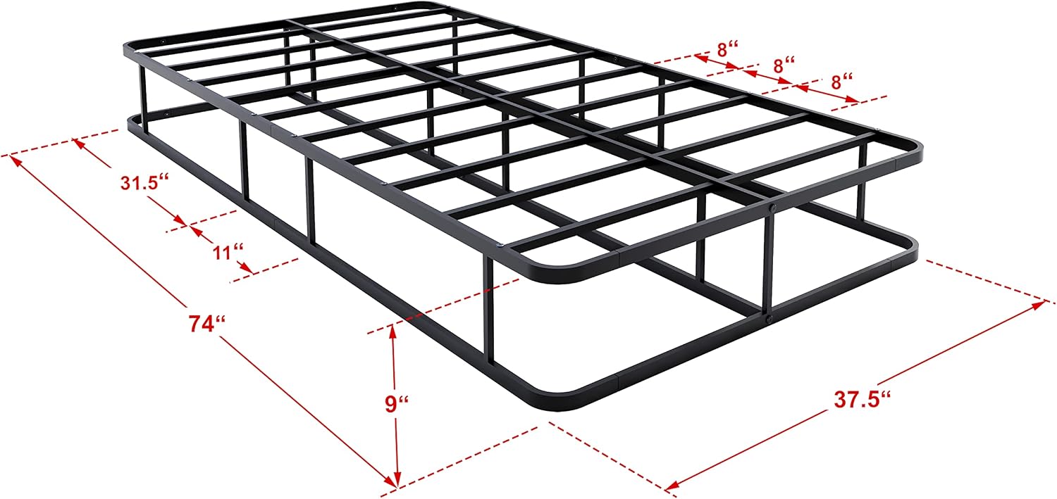 East West Furniture Dothan Traditional Metal Twin Bed Frame in Black