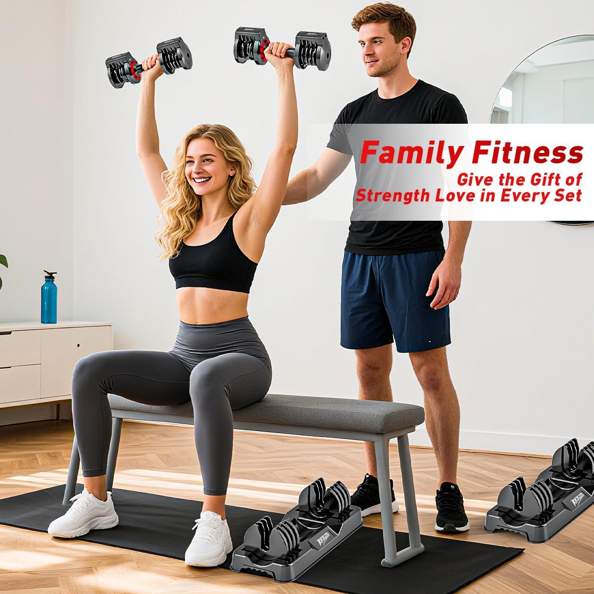 Adjustable Dumbbell Set of 2, 110lbs/50lbs Free Weights Dumbbell Set, 5-in-1/10-in-1 Quick-Lock Hand Weights, 25lbs/55lbs Pair with Anti-Slip Texture Handle, Weight Set For Home Gym Suit both Men and Women
