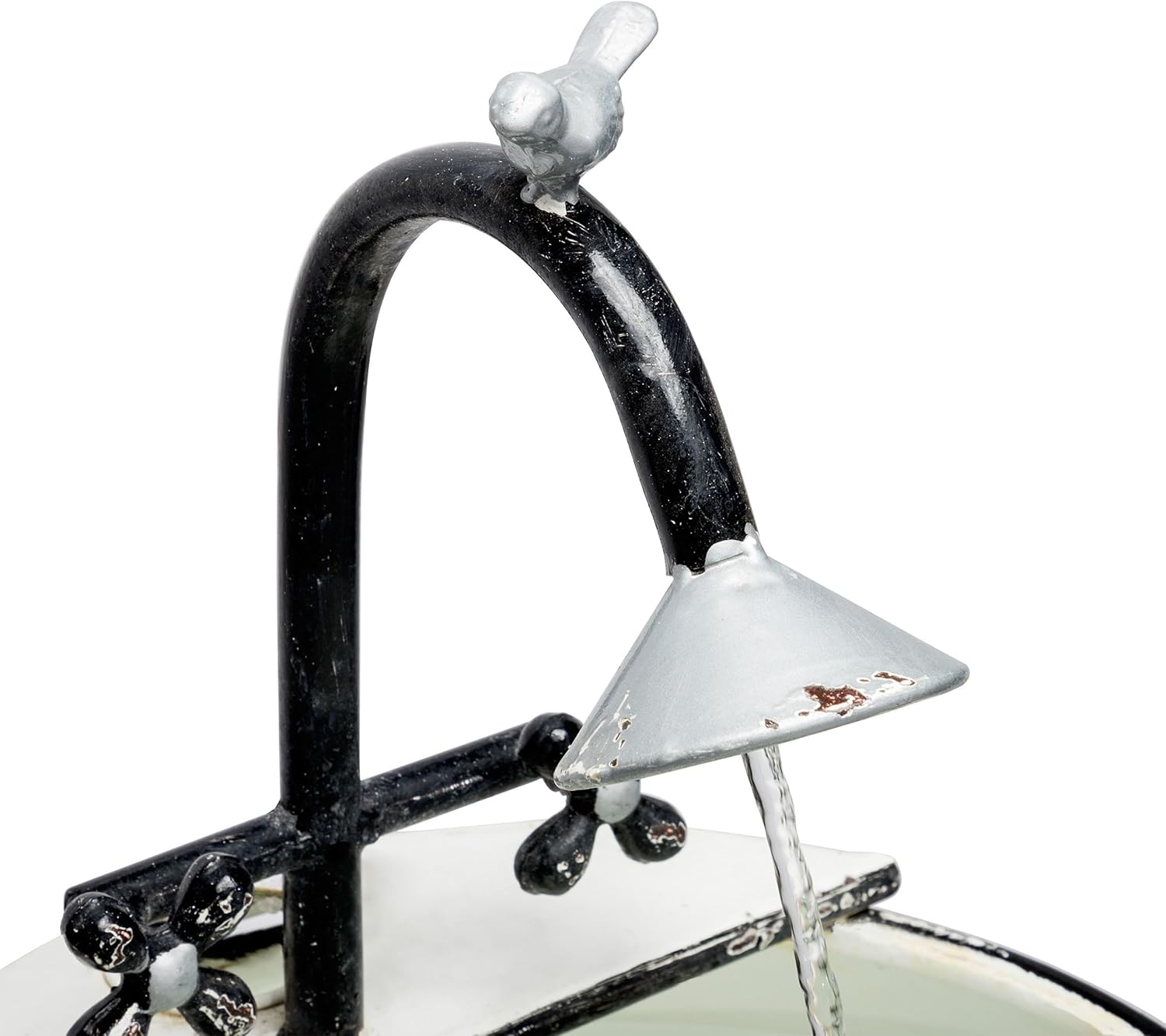 Alpine Corporation YHL170 32' Indoor/Outdoor Antique Metal Sink Water Fountain with Stand – Charming Waterfall Feature for Garden, Patio & Home Decor, White