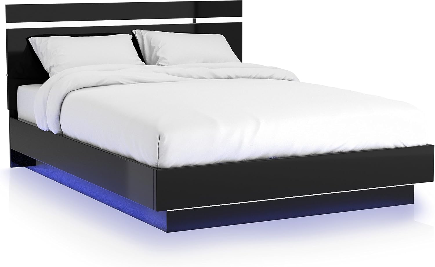 Furniture of America Alexandria Glam Wood 6-Piece Bedroom Set with Embedded LED Light, USB Charger, Felt-Lined Top Drawers, No Box Spring Required for Bedroom, Guest Room Bed, Queen, Black, Chrome