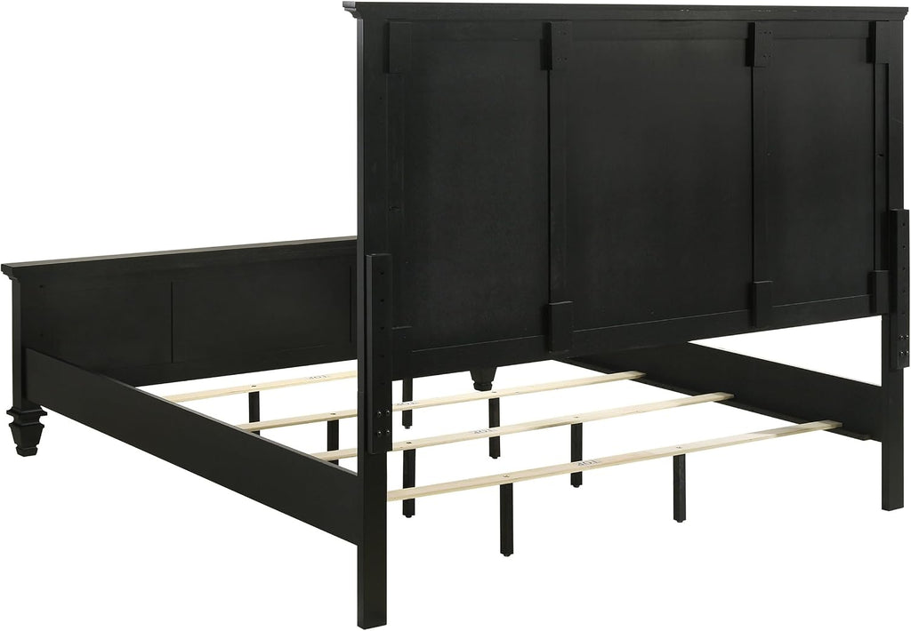 Coaster Home Furnishings Sandy Beach Coastal 4-Piece Bedroom Set Queen Size Panel Bed Frame 63-inch Headboard Black 201321Q-S4