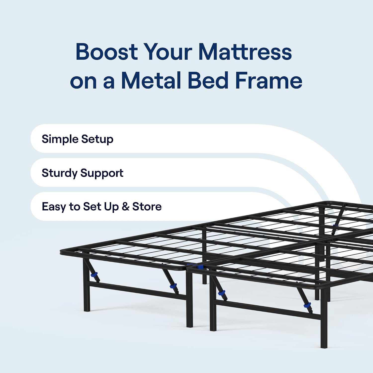 Siena Foldable Metal Platform Bed Frame - Twin XL - Tool-Free Easy Set Up - 14' Height - Classic, Durable Design - Sturdy Coated Steel Frame - No Box Spring Needed - Matte Black Finish