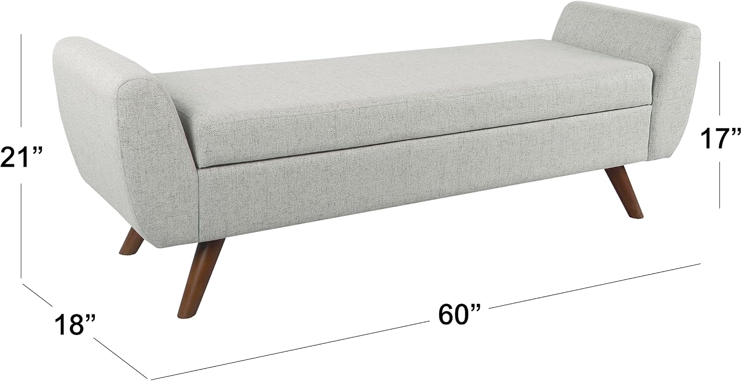 HomePop Modern Storage Bench with Wood Legs |Homepop Home Décor|Bench with Storage for Living Room & Bedroom - Light Gray Woven