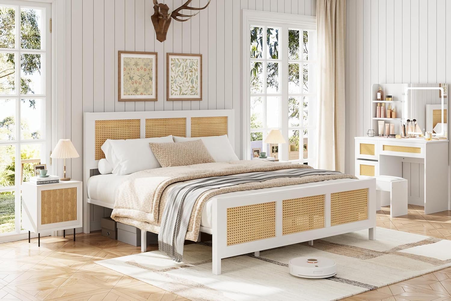 GAOMON King Size Bed Frame with Headboard, Metal Slat Support Platform, Noise Free Design, No Box Spring Needed, Easy Assembly