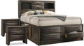 Furniture of America Darius Transitional Solid Wood 3-Piece King Platform Bedroom Set with Drawers, Bookcase Headboard and Knob Pulls, Mattress Ready, Gray