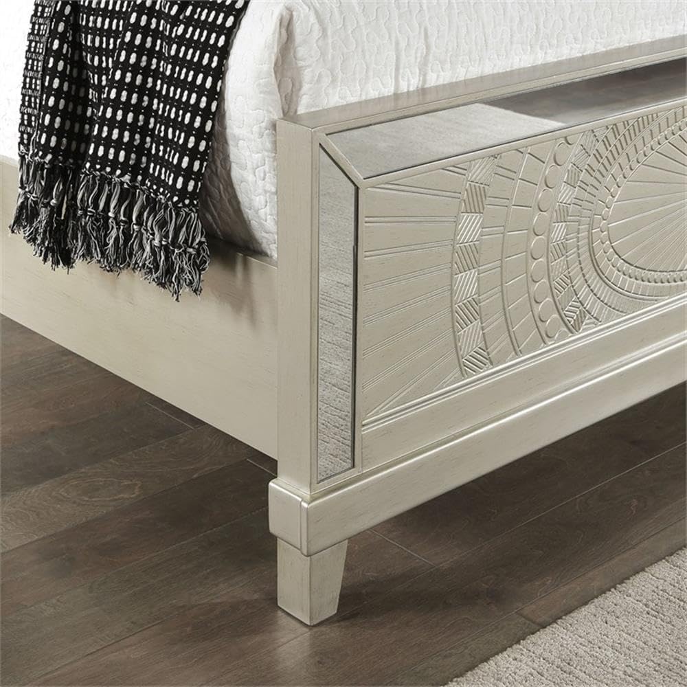 Furniture of America FOA Suie Glam 3-Piece Gold Champagne Wood Bedroom Set - King + 2 Nightstands