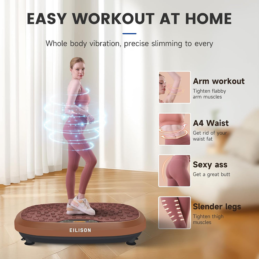 EILISON FitMaxx 3D XL Vibration Plate Exercise Machine - Whole Body Workout Vibration Platform w/Loop Bands - Lymphatic Drainage Machine for Weight Loss, Shaping, Recovery