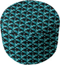 Stylish 20'' Wide Round Geometric Printed Cube Ottoman Create A Bold Statement in The Livingroom | UV, Scratch & Fade Resistant Vanity Stool Super Soft Extra Plush Comfy Bench Black Teal Color