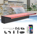 LONGRUN Waterfall Spillway, APP Control Multi-Color LED Light Outdoor Pool Fountain, Acrylic Water Spillway Koi Pond Waterfalls Fountains Kit for Garden Patio Swimming Pool Decoration-23.6'