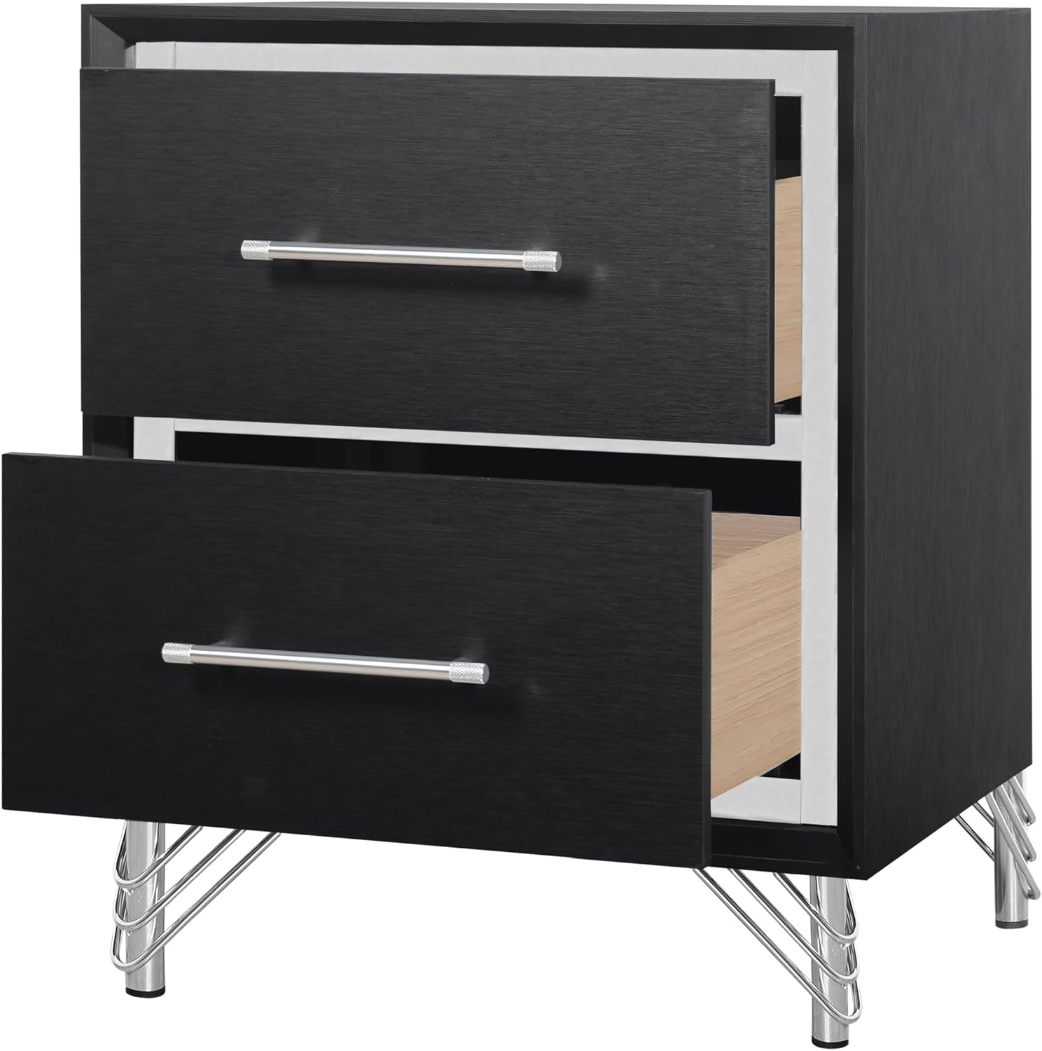 New Classic Furniture Ava 4-Piece Wood Queen Bedroom Set with Nightstand, Ebony Black