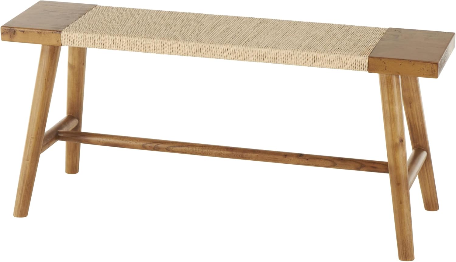 Deco 79 Wood Handmade Home Bench Traditional Entryway Bench with Rope Wrapped Seat, Bedroom Bench 40' x 10' x 18', Brown