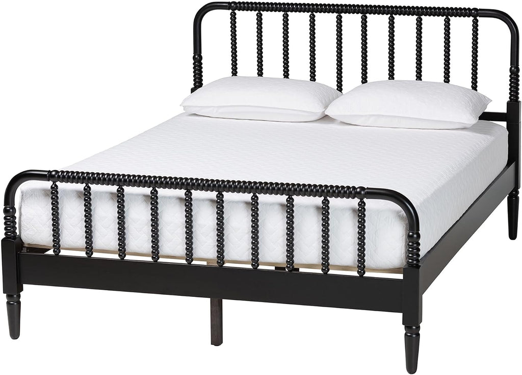 Baxton Studio Braith Farmhouse Black Spindle Wood Queen Size 4-Piece Bedroom Set