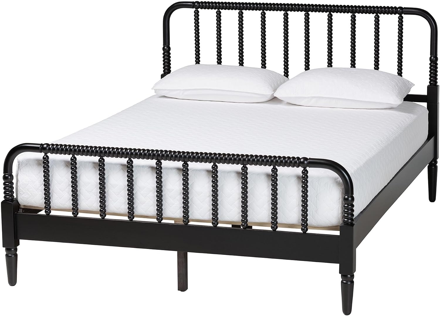 Baxton Studio Braith Farmhouse Black Spindle Wood Queen Size 4-Piece Bedroom Set