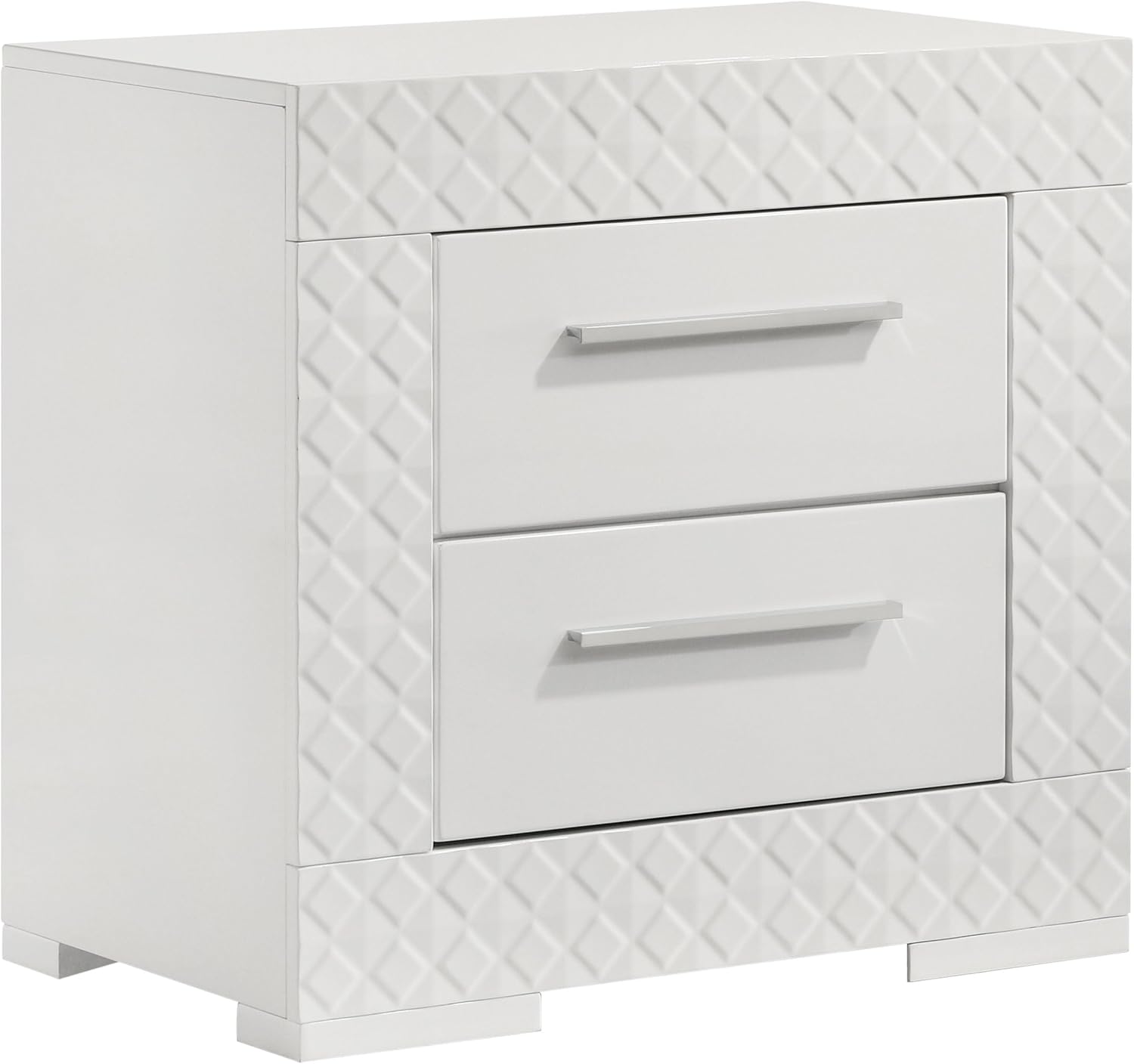 Coaster Home Furnishings Ives Contemporary 4-Piece Bedroom Set Eastern King Size LED Panel Bed Frame 57-inch Headboard White High Gloss 224941KE-S4