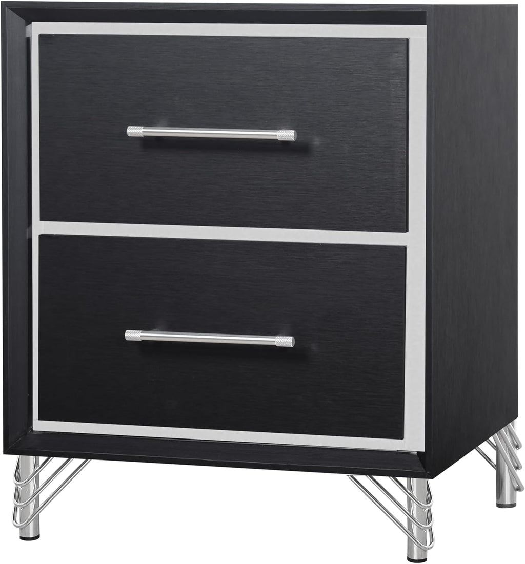 New Classic Furniture Ava 4-Piece Wood King Bedroom Set with Nightstand, Ebony Black