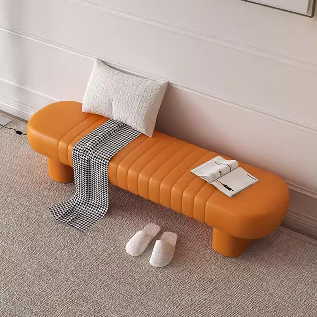 LEIYTFE Nordic Hallway Ottoman Change Shoe Bench End of Bed Bench Comfy Upholstered Seat,Clothing Store Bench Indoor Corner Bench Modern Living Room Ottoman (Color : Orange, Size : 100CM)