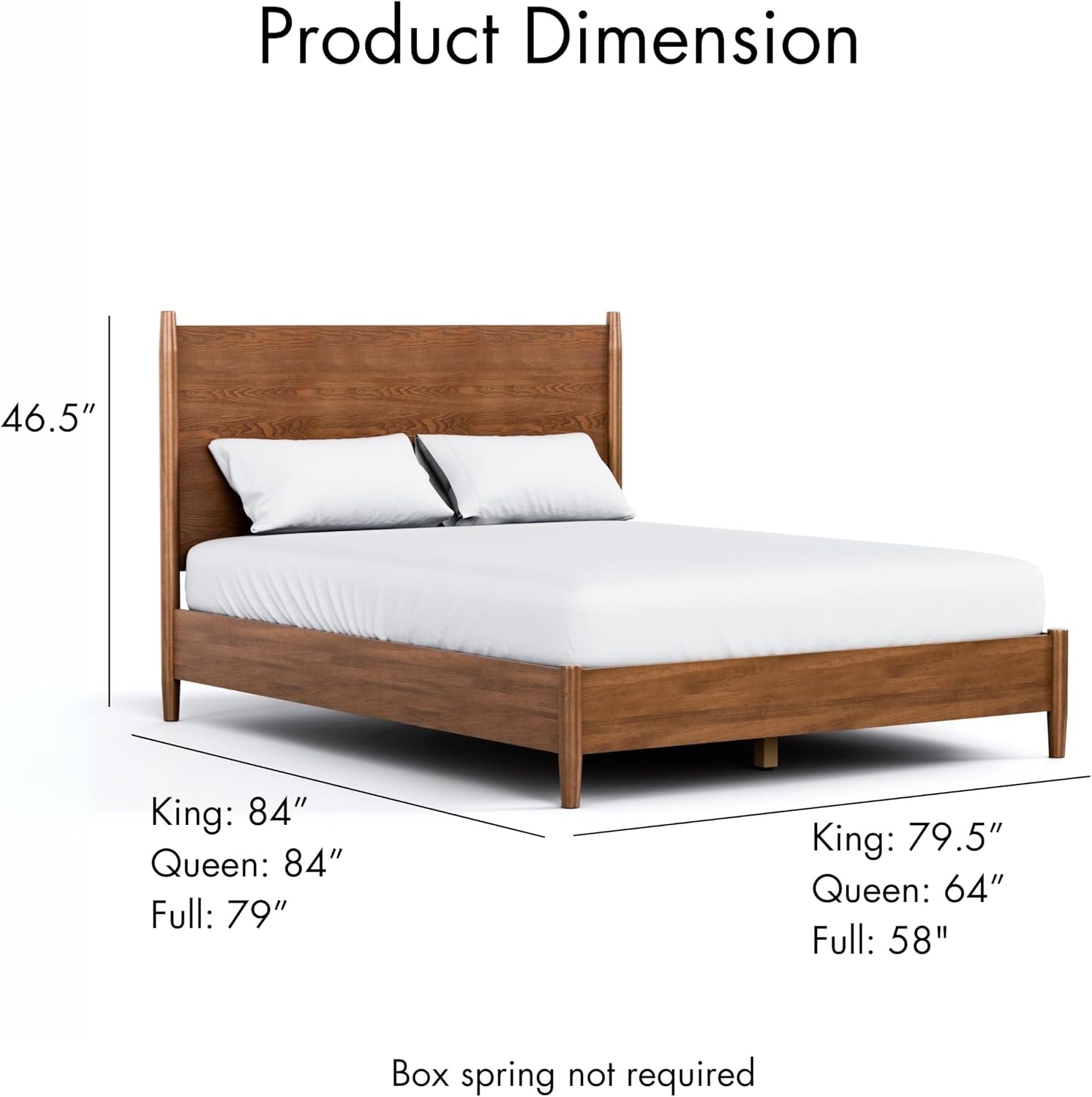 Furniture of America Wyatt Modern Solid Wood Full Bed Frame with Headboard, Wooden Bedframe for Bedroom, Guest Room, No Box Spring Needed, Walnut, Standard Platform