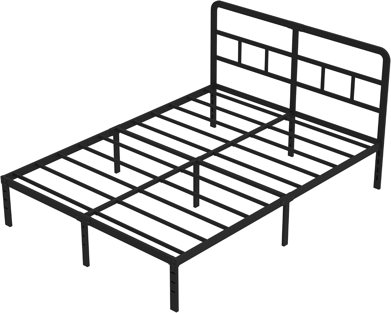DiaOutro 14 Inch Full Size Bed Frame with Headboard No Box Spring Needed, Heavy Duty Metal Platform with Steel Slat, Mattress Foundation, Easy Assembly, Noise Free, Black