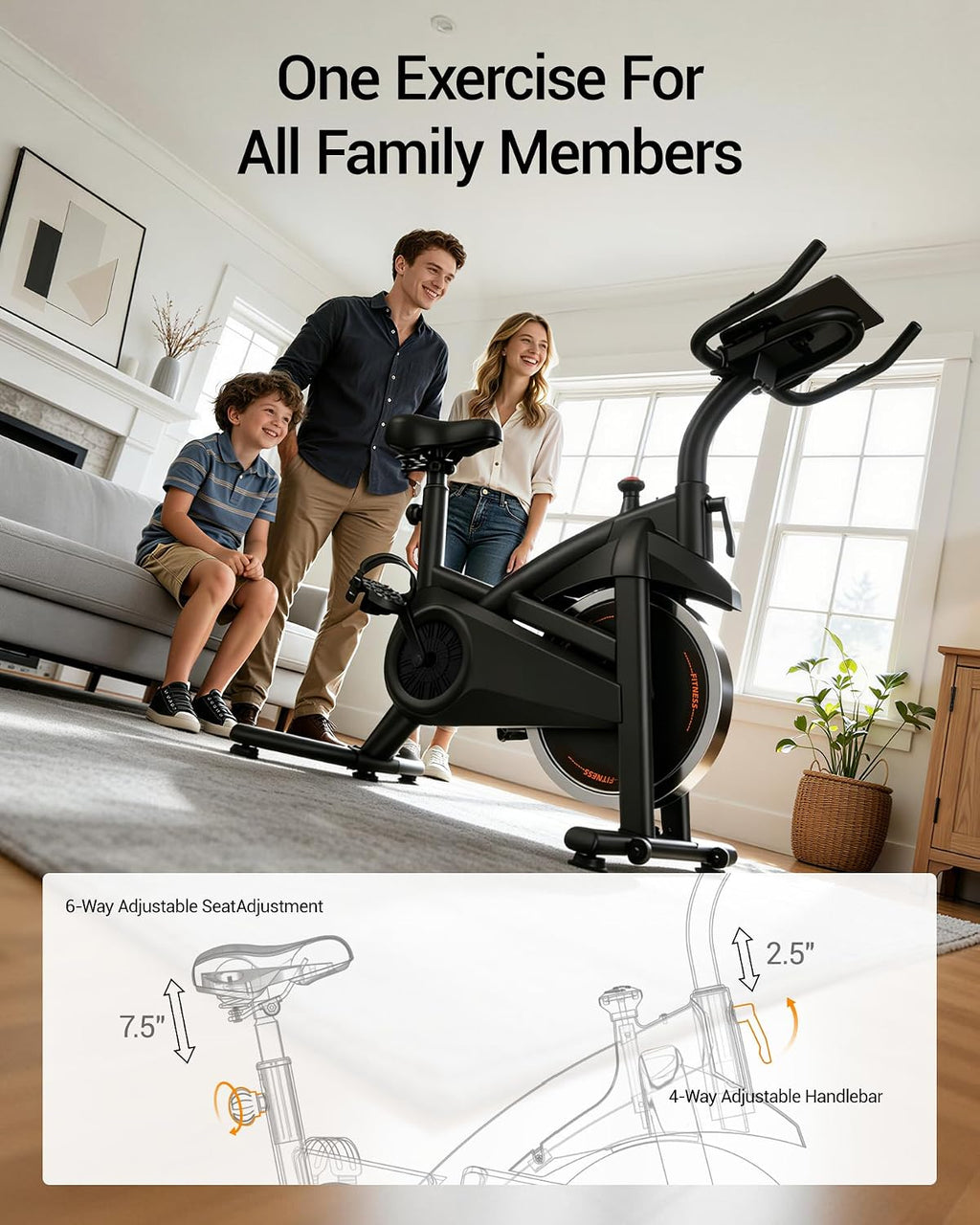 CURSOR FITNESS Exercise Bike, Brake Pad Stationary Bike for Home with Exclusive App, Stationary Bikes for Home with 300 lb Weight, Indoor Cycling Spin Bike Workout Bike with Extra Comfort Seat