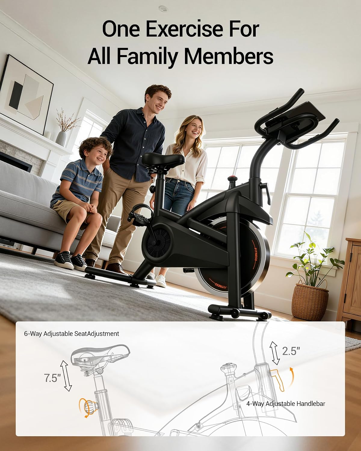 CURSOR FITNESS Exercise Bike, Brake Pad Stationary Bike for Home with Exclusive App, Stationary Bikes for Home with 300 lb Weight, Indoor Cycling Spin Bike Workout Bike with Extra Comfort Seat