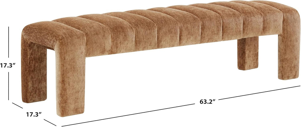 SAFAVIEH Couture Collection – Bellisima Amber Channel Tufted Chenille Bench, Modern Upholstered Accent Seating (SFV5127J)