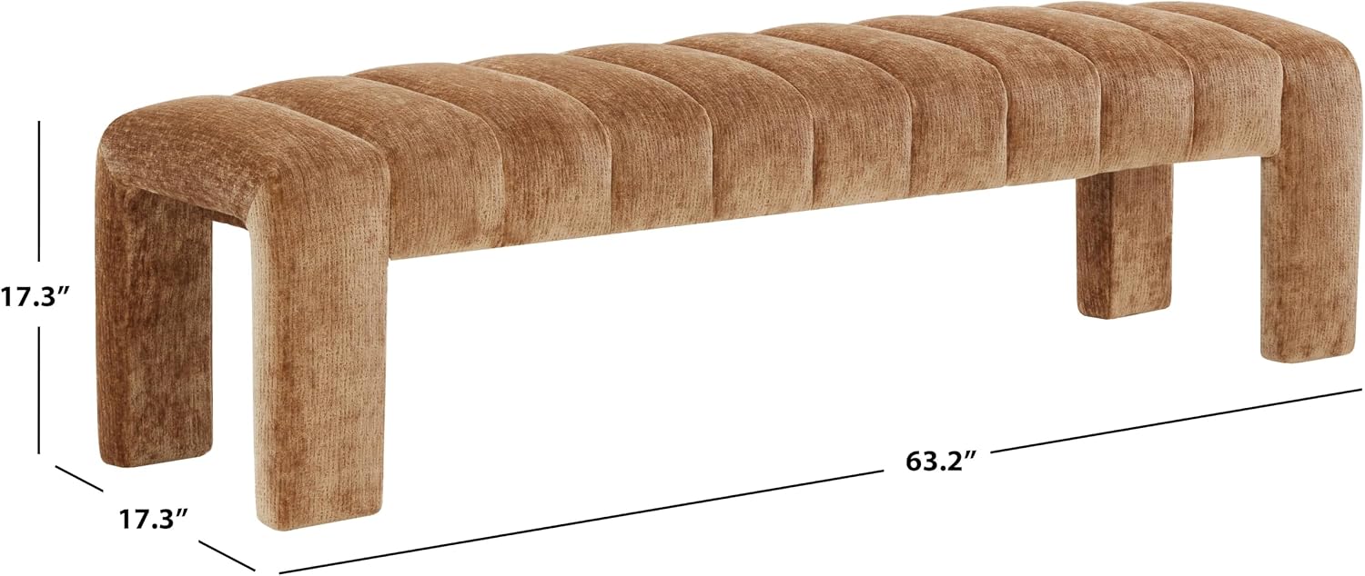 SAFAVIEH Couture Collection – Bellisima Amber Channel Tufted Chenille Bench, Modern Upholstered Accent Seating (SFV5127J)