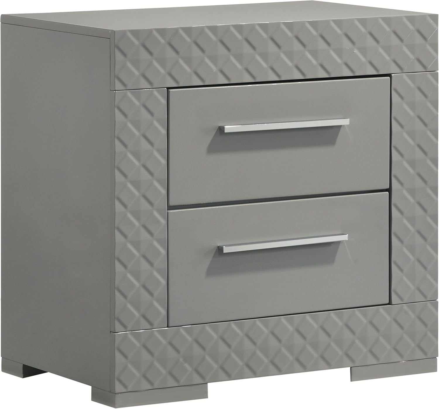 Coaster Home Furnishings Ives Contemporary 4-Piece Bedroom Set Eastern King Size LED Panel Bed Frame 57-inch Headboard Grey High Gloss 224971KE-S4
